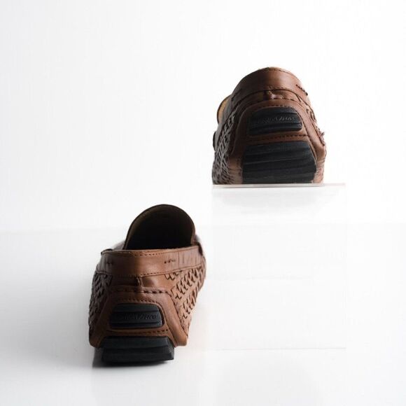 Massimo Matteo Firenze Men Driving loafers Havana Brown Leather woven US 9 EU 42 - Picture 6 of 10